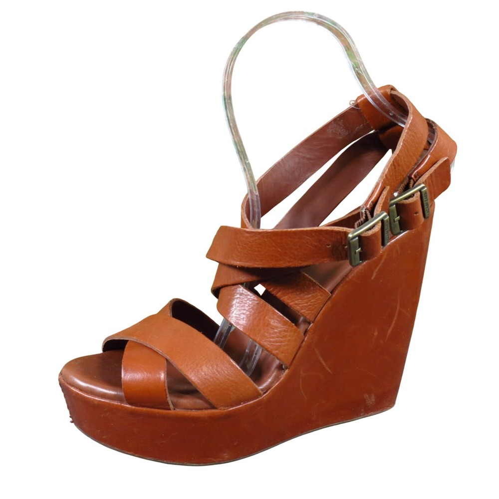 Kork-Ease Bette 2.0 Women Platform Wedge Sandal Size‎ 8 Fashion Brown Leather